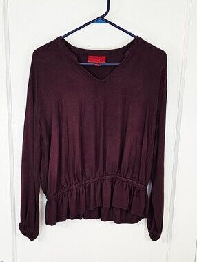 Jennifer Lopez Purple Peplum Long-Sleeve Top